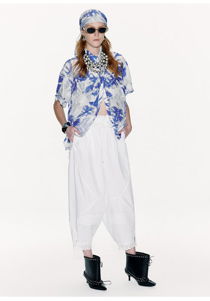 ATELIER MISS LU Printed Mulberry Silk And Linen-blend Top - LEVIIN.