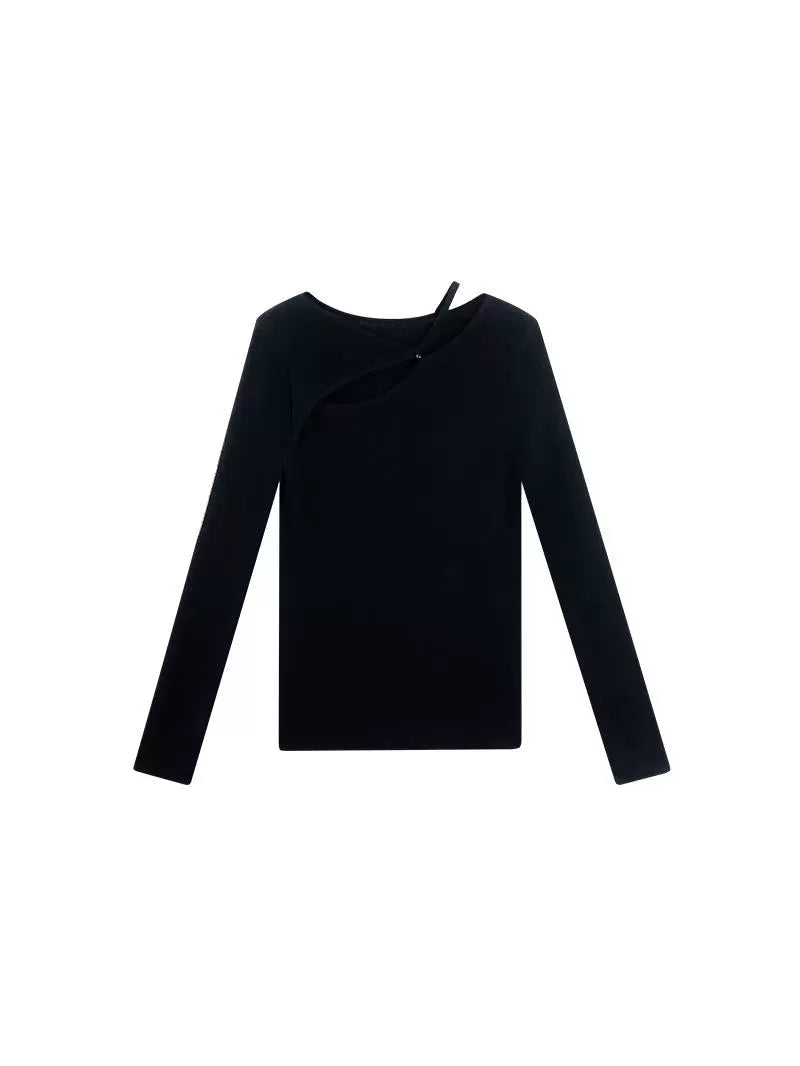 HECO asymmetrical hollow Red Black Apricot wool blend knitwear - mere.