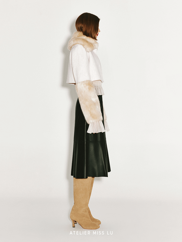 ATELIER MISS LU faux fur and sheep wool reversible short Coat - JANINE.