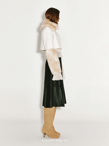 ATELIER MISS LU faux fur and sheep wool reversible short Coat - JANINE.