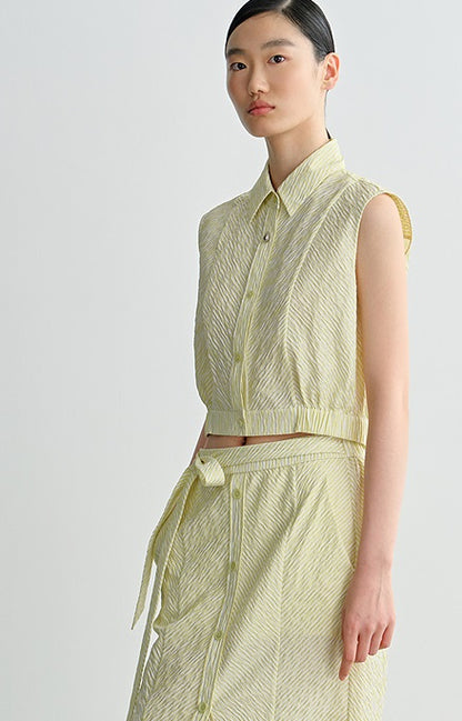 COMME MOI  sleeveless striped short shirt - TIMOTHY.