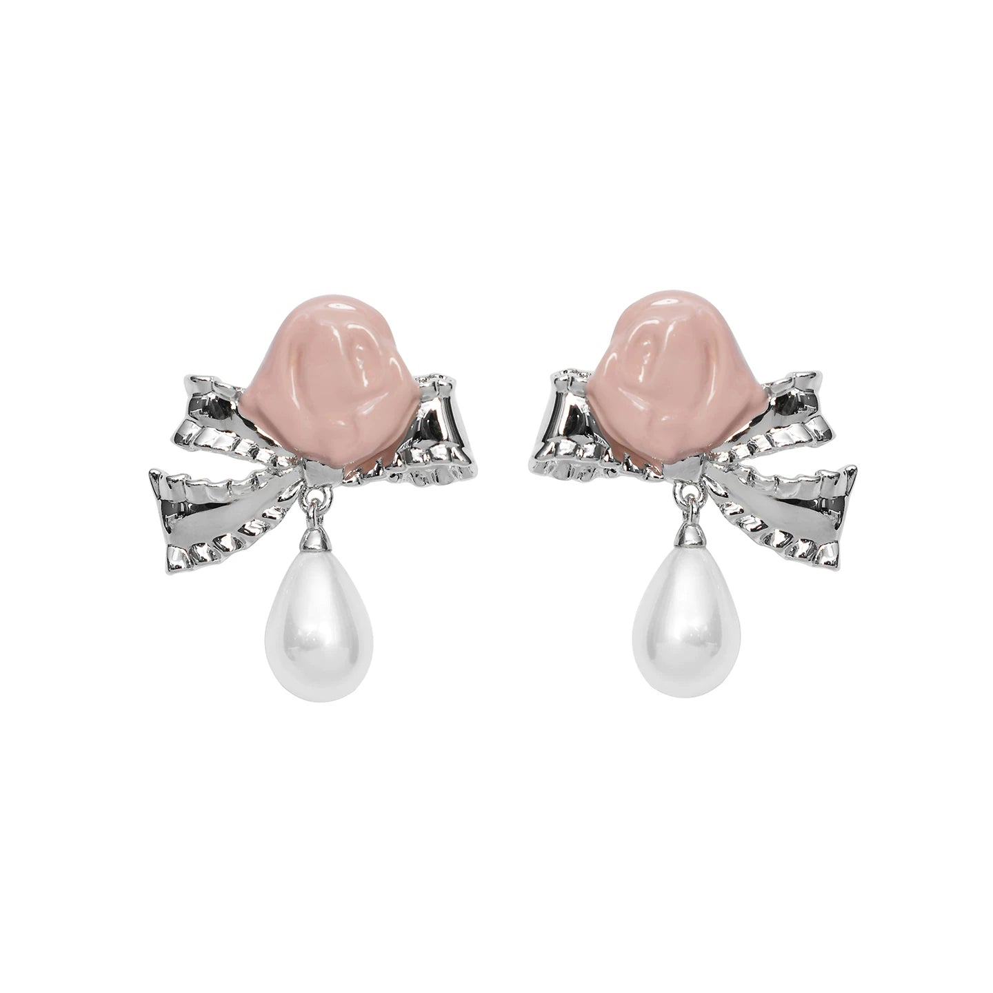 FAME rose bow silver earrings - BRIGHT.