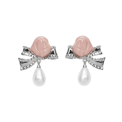 FAME rose bow silver earrings - BRIGHT.