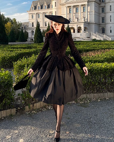 Le Palais Vintage puff sleeve wool roll slim fit jacket-JIMP