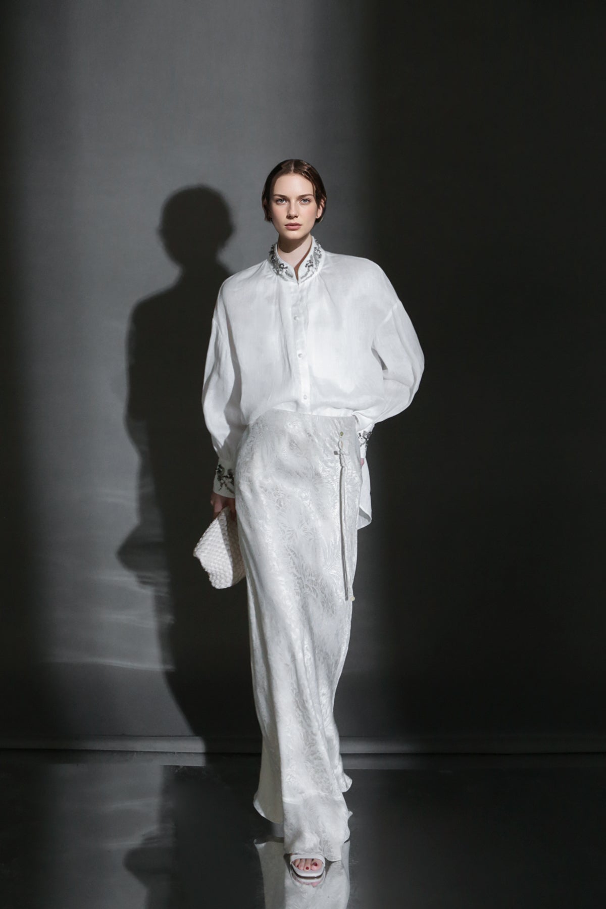 PIAOIN luxury vintage beaded design handmade custom shirt-BEATRICE.