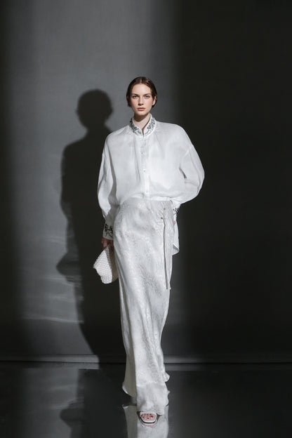 PIAOIN luxury vintage beaded design handmade custom shirt-BEATRICE.