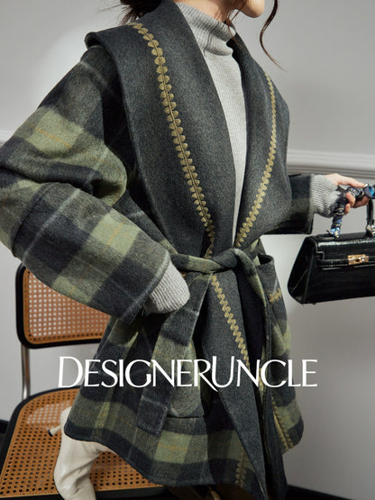 DGU "Daige" green plaid woolen jacket fashion high-end and versatile trend - Skylar.