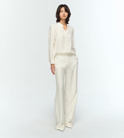 COMME MOI Lu Yan Designer's new women's commuter silk long-sleeved stand-up collar shirt - POWER.