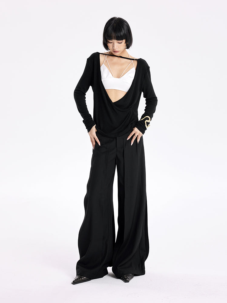 TINY IN Smock Swing Neck Knit T-Shirt Worn Front and Back-ROX.