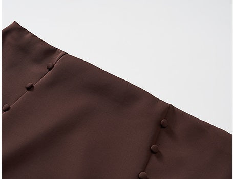 COMME MOI Summer Brown Retro High Waist Button Swim Trunks - LUNA.