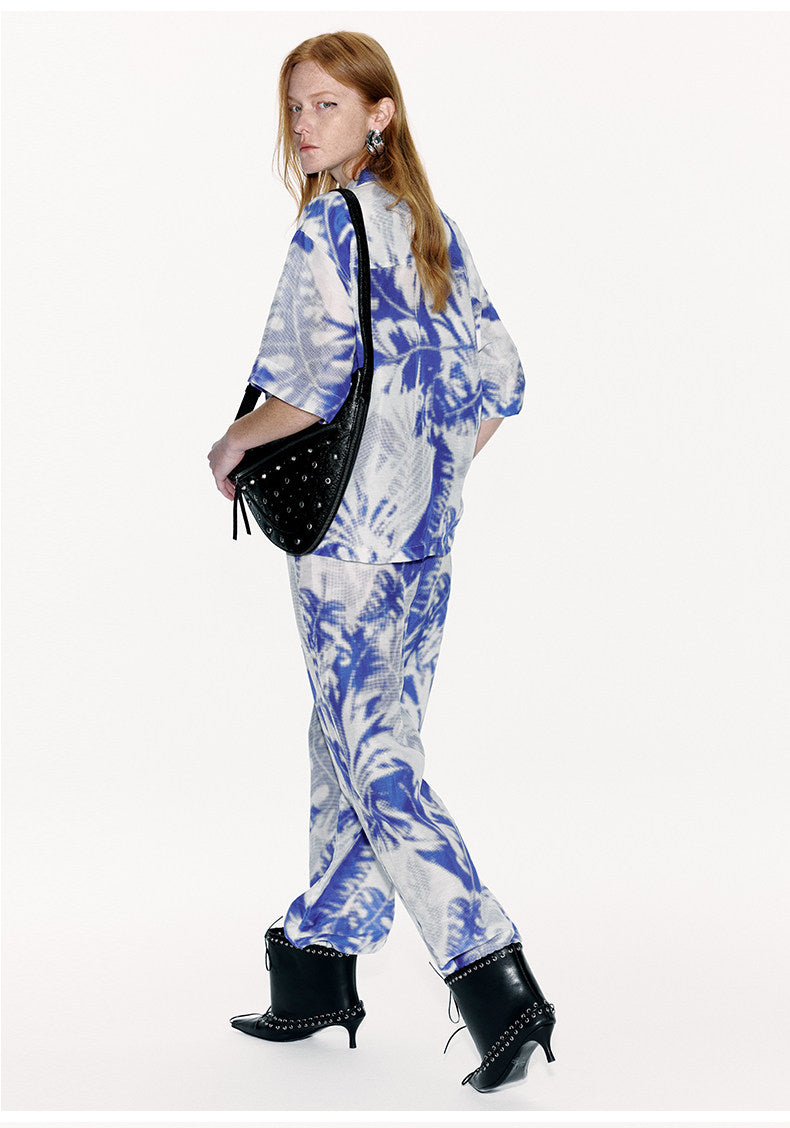 ATELIER MISS LU Printed Mulberry Silk And Linen-blend Pants- ARIA.