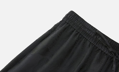 ZHUCHONGYUN black new Chinese silk satin jacquard wide-leg trousers-LAD.