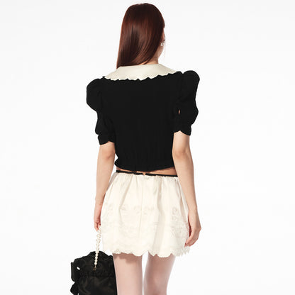 FAME Beaded Collar Knit Top- CLARA