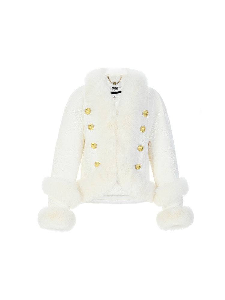 FAME embroidered fox fur cropped jacket - FELIX
