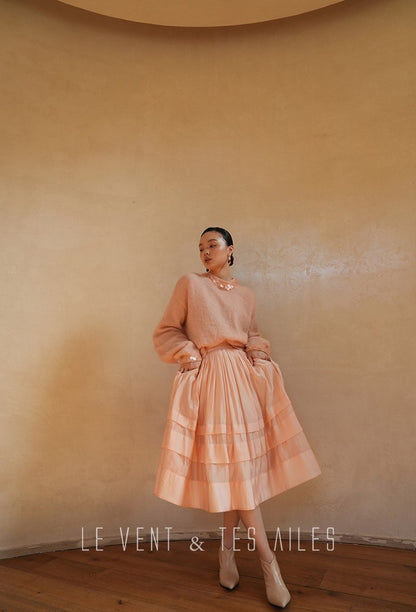 LE VENT&TES AILES French romantic luxury full midi summer skirt -RINA