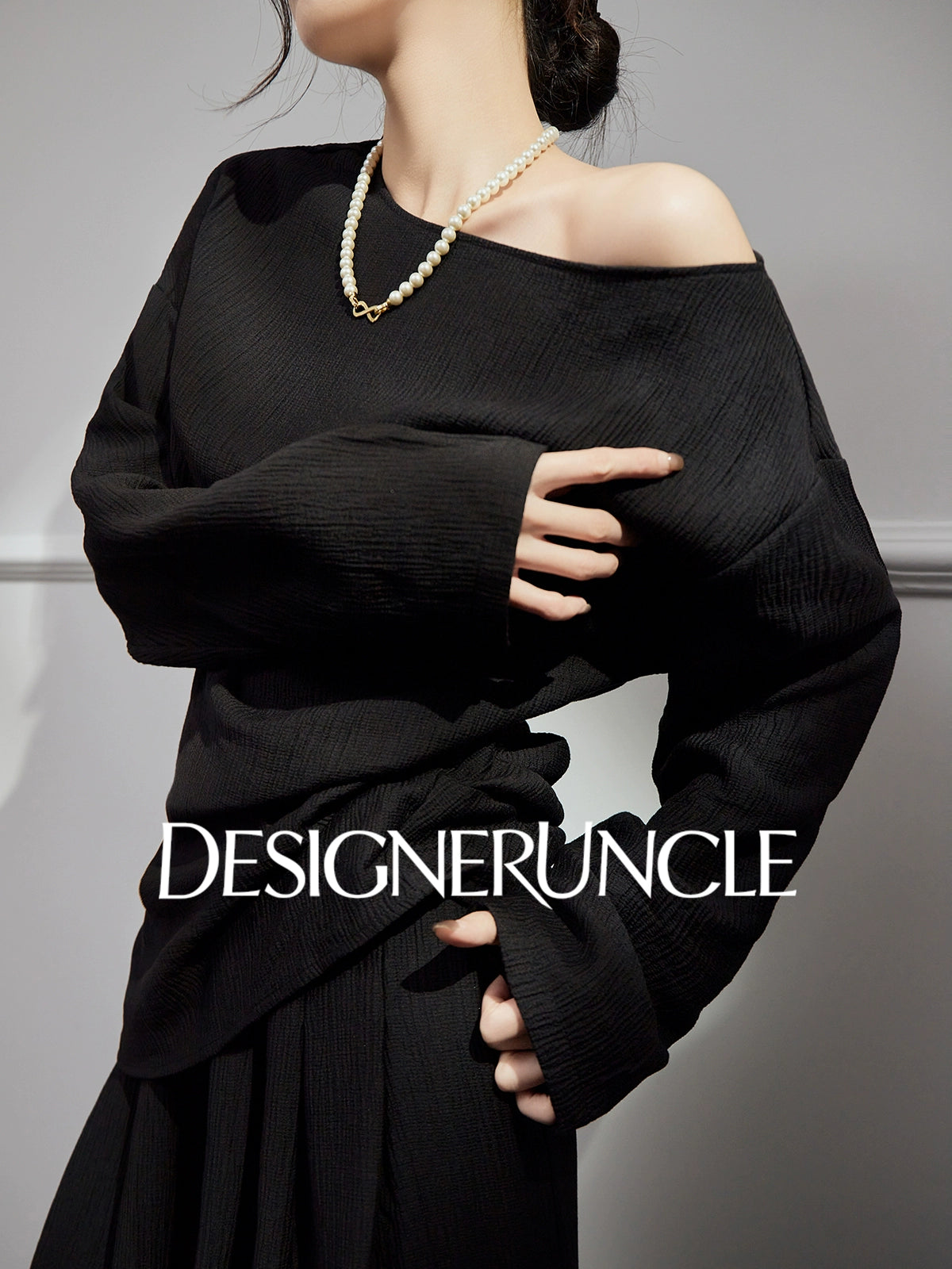 DGU "Night Chanting" black knitted suit women's loose slimming high-end foreign style - COMU.