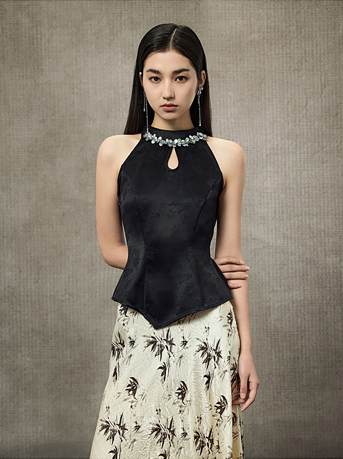 HECO Hollow Lace Temperament Off-the-shoulder Vest- WHOLE.