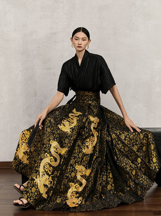 HECO Golden Dragon Year Horse Face High Waisted Skirt - allen.