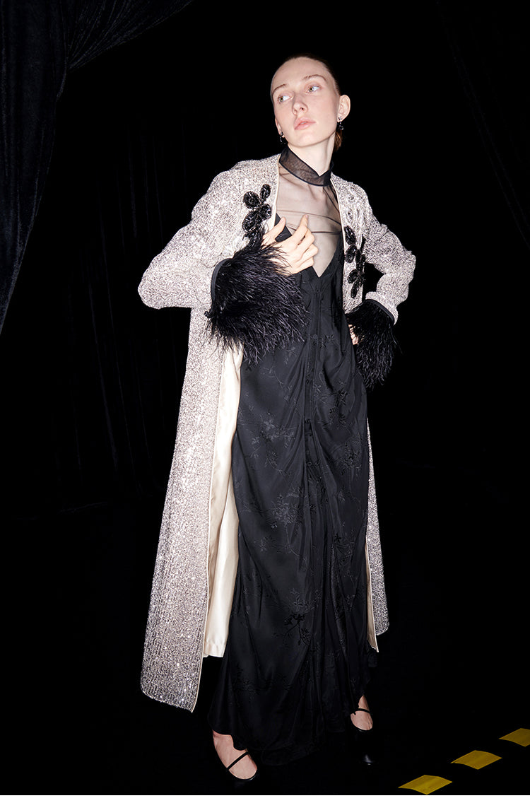 M essential Mackay designer shimmers pavé embroidered coat   - mother.