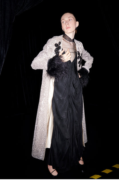 M essential Mackay designer shimmers pavé embroidered coat   - mother.