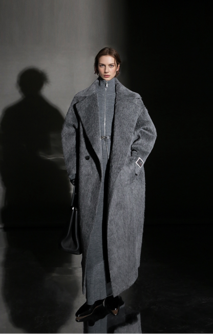 PIAOIN Luxury Peruvian Suli Alpaca Coat Women's Cocoon Double-sided Fur Coat -OMAN