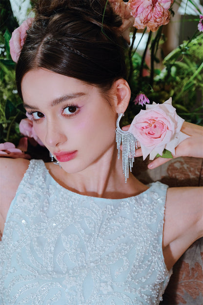 Wardrobes by Chen Luxury Light Crystal Diamond Tassel Earrings-Dudu