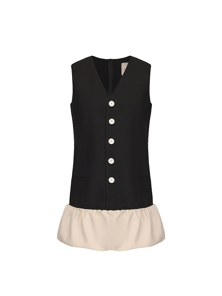 ATELIER MISS LU Fluffy Bud Stitched Button Dress - STYLES.