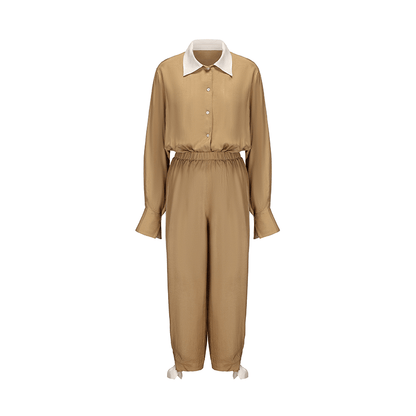 ATELIER MISS LU Ribbon Waist Acetate Jumpsuit - BLAKE