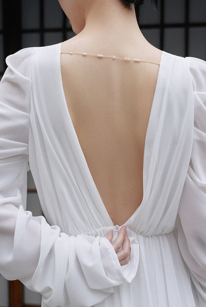 GOUDIN white bridal dress robe cool niche light luxury dress-NIMO.