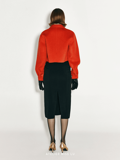 ATELIER MISS LU Vintage Flower Buckle Wool Tweed Crop Jacket - LION.