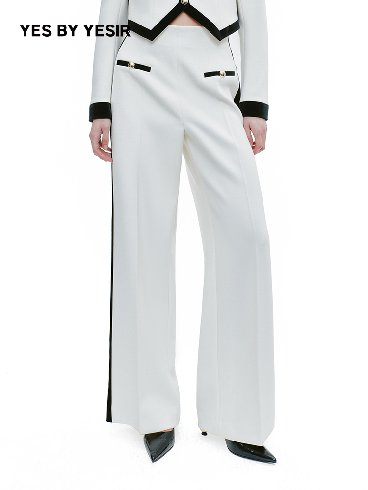 YES BY YESIR Luxury Contrast Short Jacket and Pant Set - CIRCLE.