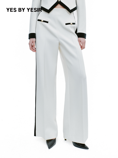 YES BY YESIR Luxury Contrast Short Jacket and Pant Set - CIRCLE.