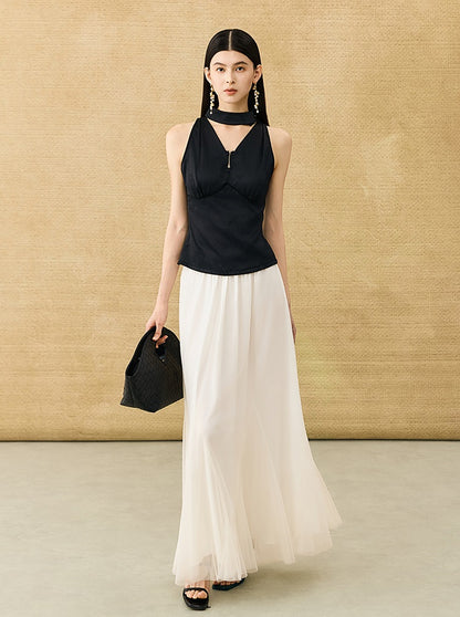 HECO Chinese Acetate V-Neck Waist Small Vest Top - ZEPH.