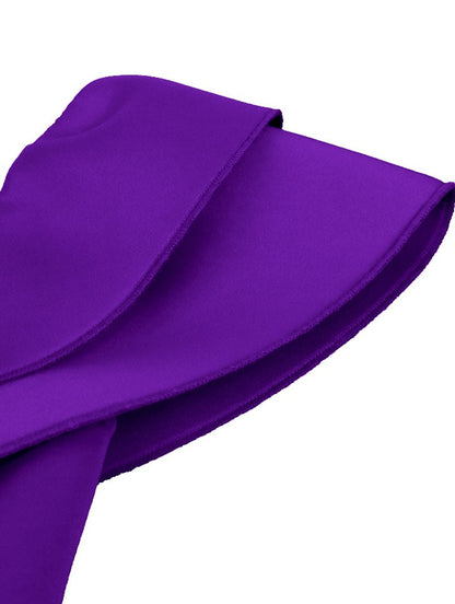 DOLLY Elegant Purple Ruffled Off Shoulder High Waist Midi Ruffle Dress-AKARI