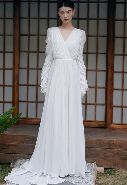 GOUDIN white bridal dress robe cool niche light luxury dress-NIMO.