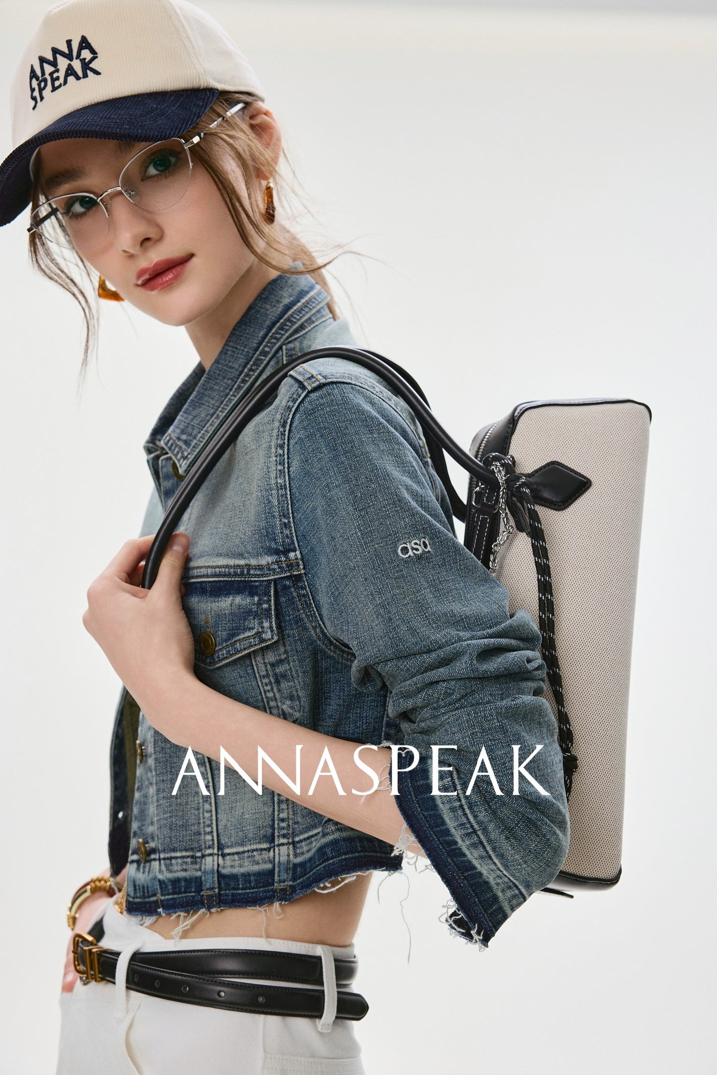 ANNASPEAK Denim  Wash Short Small Long  Denim Jacket-AYO.