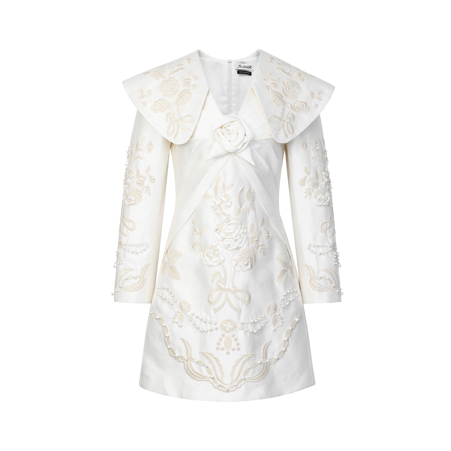 FAME Romantic Modern Rose Embroidered Lapel Dress - SERGIO