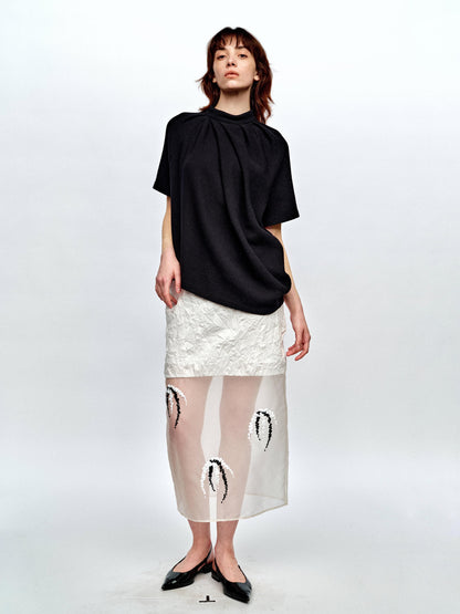 SERRER Sequins embellished silk panels white skirt - JACKSON.