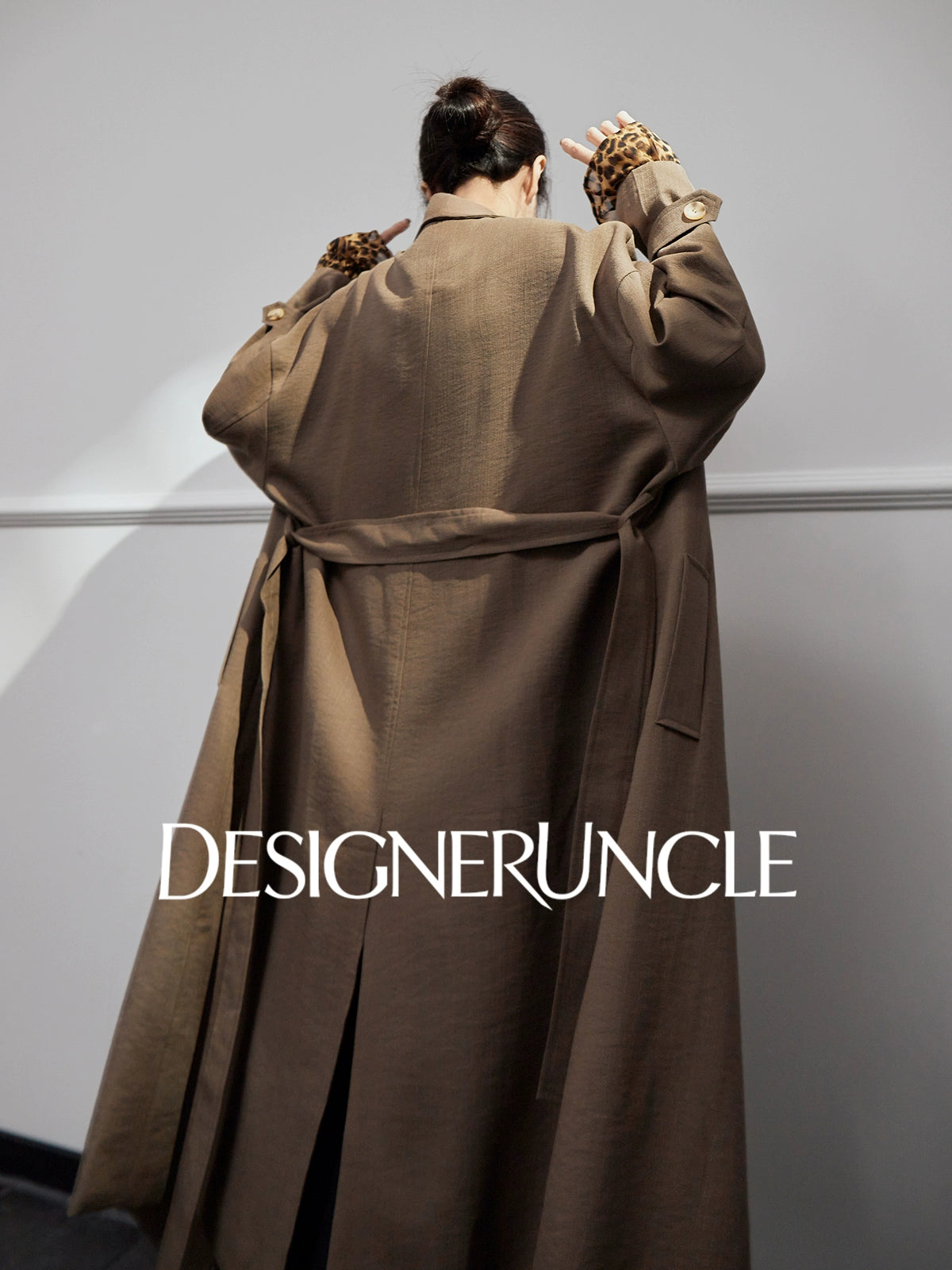 DGU "Camel Shadow" Latte Coffee Trench Coat Long Loose Commuter Versatile Jacket - Philippa.