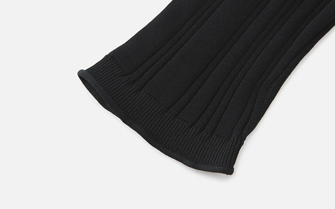 ZHUCHONGYUN black simple mid-sleeve slim knit top-IKARI.