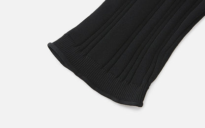 ZHUCHONGYUN black simple mid-sleeve slim knit top-IKARI.