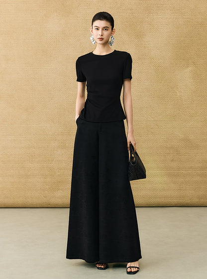 HECO Chinese Style Waist Shirred Knit Slim Stretch Top- STIQE.