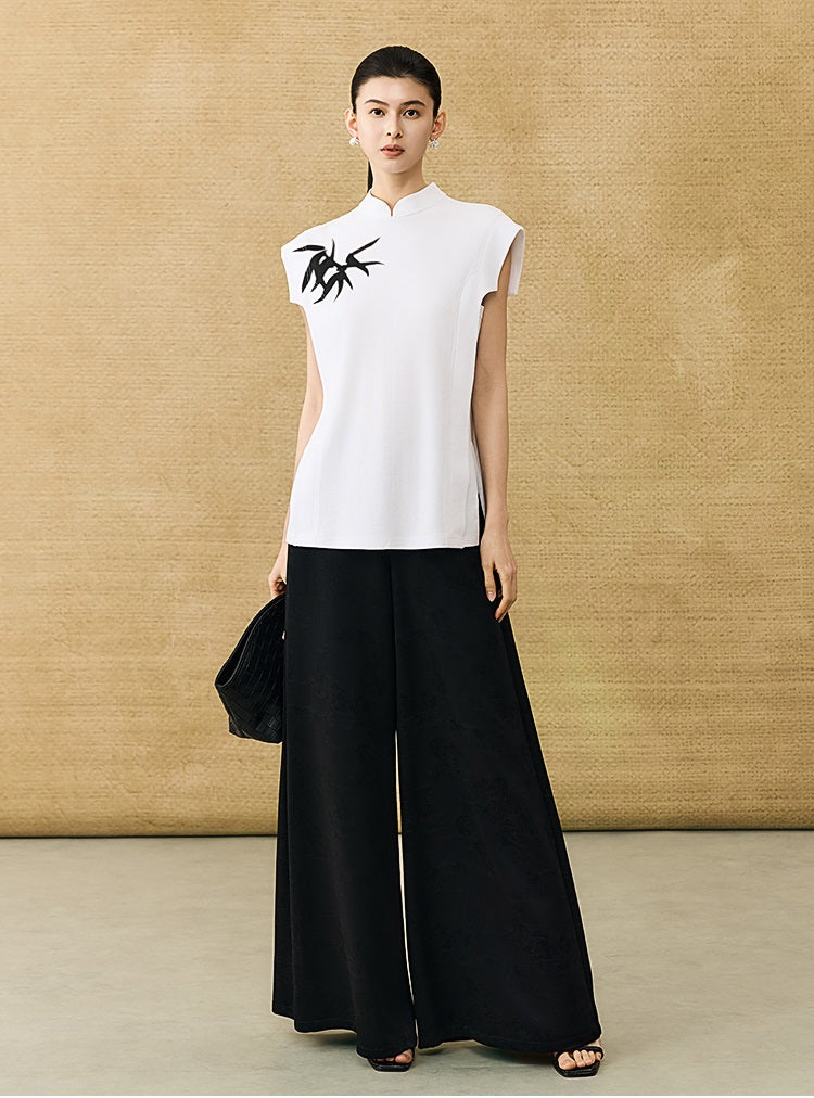 HECO Chinese Bamboo Leaf Print Short Sleeve T-Shirt - CHASE.