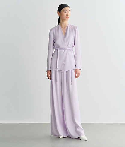 COMME MOI  Double-Sided Satin Lace-up Purple Straight top - NORA.