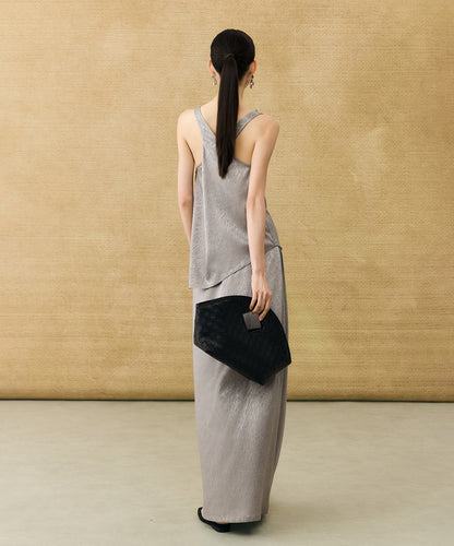 HECO Chinese Temperament Pearlescent High-Waisted High-End Texture Skirt - HELLS.