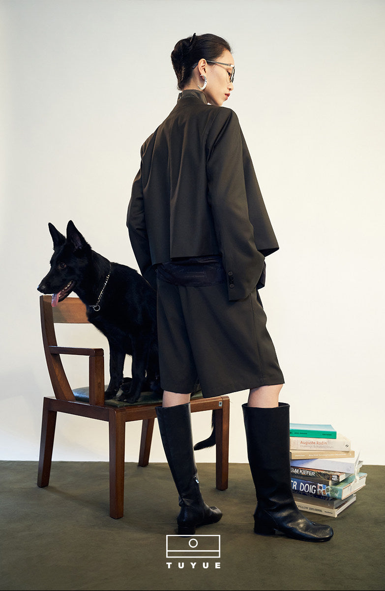 TUYUE elegant stand-up collar short casual jacket- KIM.