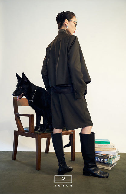 TUYUE elegant stand-up collar short casual jacket- KIM.
