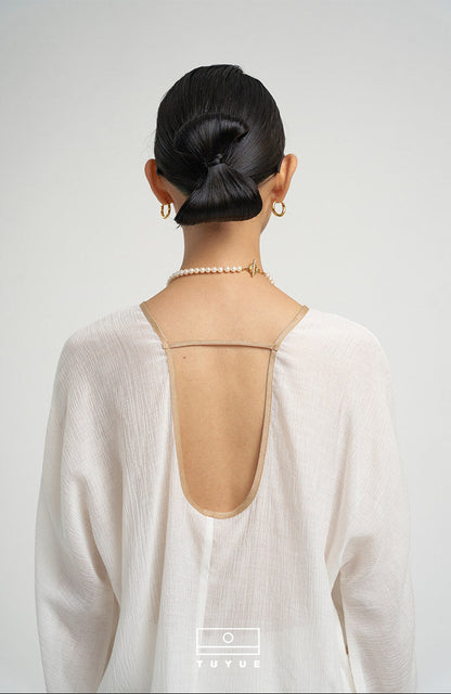 TUYUE backless texture Chinese cool feeling with a long-sleeved top- MONICA.