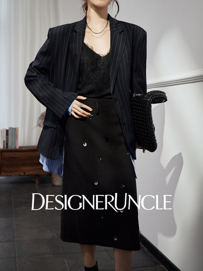 DGU "Deep World" dark blue loose blazer commuter versatile high-end top - Joseph.