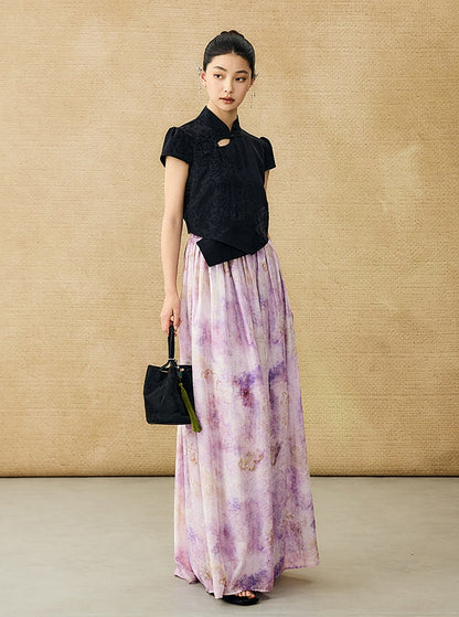 HECO Chinese acetate stand-up collar hollow buckle T-shirt - QUES.